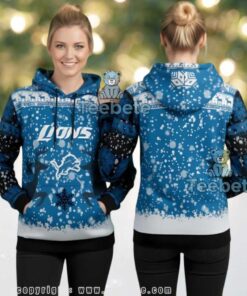 Detroit Lions Reindeer Pattern Ugly Christmas 3D Hoodie Detroit Lions Reindeer Pattern Ugly Christmas 3D Hoodie