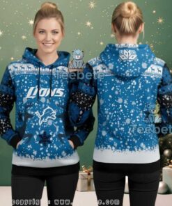Detroit Lions Reindeer Pattern Ugly Christmas 3D Hoodie