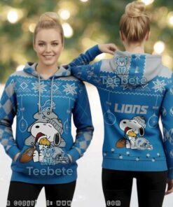 Detroit Lions Snoopy Hugging Woodstock Festive 3D Ugly Christmas Hoodie Detroit Lions Snoopy Hugging Woodstock Festive 3D Ugly Christmas Hoodie