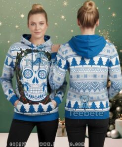 Detroit Lions Sugar Skull Ugly Christmas 3D Pullover Hoodie