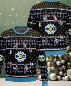 Digivice Evolution Digimon Ugly Christmas Sweater Digivice Evolution Digimon Ugly Christmas Sweater