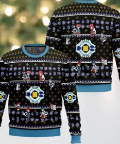 Digivice Evolution Digimon Ugly Christmas Sweater Digivice Evolution Digimon Ugly Christmas Sweater