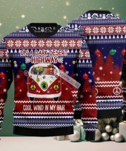 Elephant Hippie Girl On A Dark Desert Ugly Christmas Sweater Womens