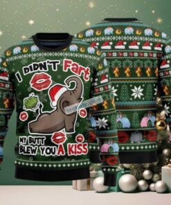 Elephant I Didnt Fart Ugly Christmas Sweater Green Best