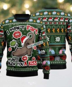 Elephant I Didnt Fart Ugly Christmas Sweater Green Best, hoodie, sweater, long sleeve and tank top Elephant I Didnt Fart Ugly Christmas Sweater Green Best