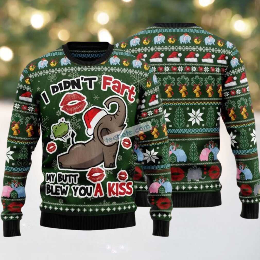 Elephant I Didnt Fart Ugly Christmas Sweater Green Best, hoodie, sweater, long sleeve and tank top Elephant I Didnt Fart Ugly Christmas Sweater Green Best