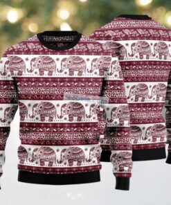 Elephant Mandala Pattern Ugly Christmas Sweater Red Matching, hoodie, sweater, long sleeve and tank top Elephant Mandala Pattern Ugly Christmas Sweater Red Matching