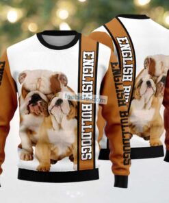 English Bulldog Mom Ugly Christmas Sweater Yellow Holiday, hoodie, sweater, long sleeve and tank top English Bulldog Mom Ugly Christmas Sweater Yellow Holiday