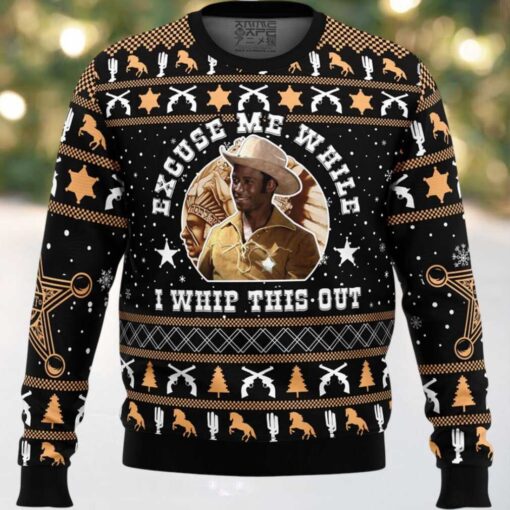 Excuse Me While I Whip This Out Blazing Saddles Ugly Christmas Sweater