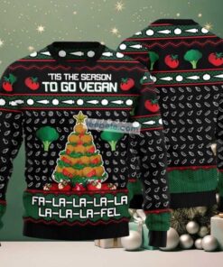 Fa La La La Fel Go Vegan Ugly Christmas Sweater Black