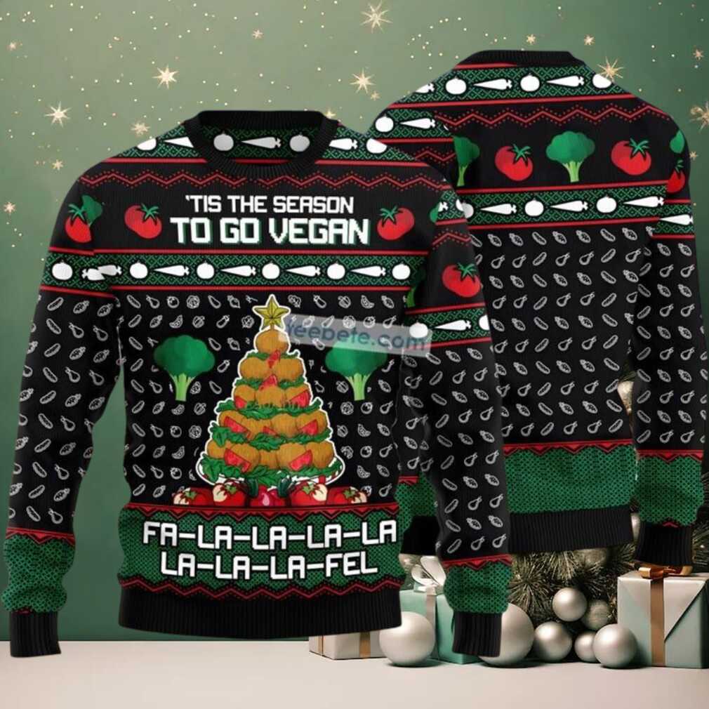 Fa La La La Fel Go Vegan Ugly Christmas Sweater Black Fa La La La Fel Go Vegan Ugly Christmas Sweater Black