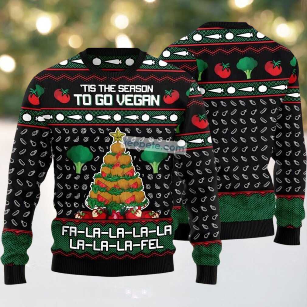 Fa La La La Fel Go Vegan Ugly Christmas Sweater Black Fa La La La Fel Go Vegan Ugly Christmas Sweater Black