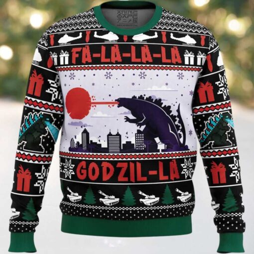 FaLaLaLa Godzil La Godzilla Ugly Christmas Sweater