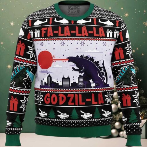 FaLaLaLa Godzil La Godzilla Ugly Christmas Sweater