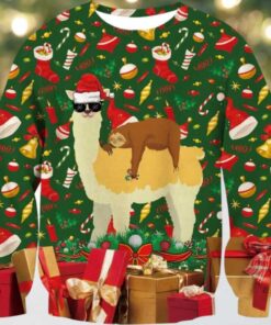 Festive Llama Ugly Christmas Sweater For Men And Women Farm Ugly Sweater Christmas Fashion Winter 9229