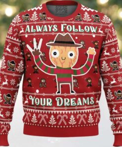 Follow Your Dreams Nightmare on Elm Street Ugly Christmas Sweater