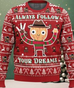 Follow Your Dreams Nightmare on Elm Street Ugly Christmas Sweater