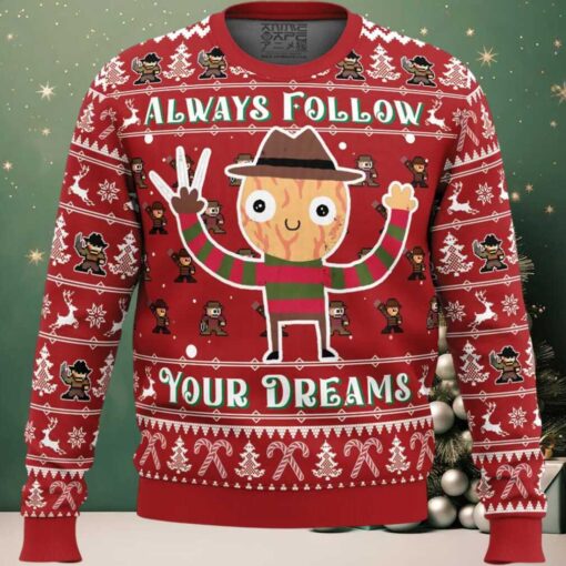 Follow Your Dreams Nightmare on Elm Street Ugly Christmas Sweater
