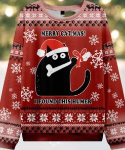 Funny Cat Found A Bone Gift Ugly Christmas Sweater