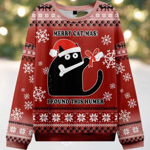 Funny Cat Found A Bone Gift Ugly Christmas Sweater
