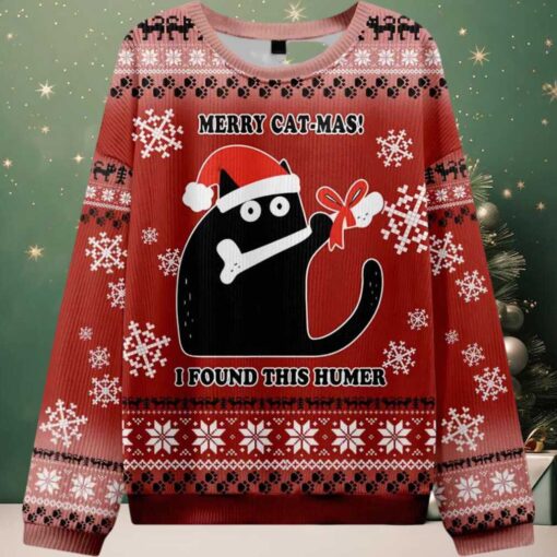 Funny Cat Found A Bone Gift Ugly Christmas Sweater