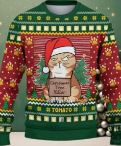 Funny Cat Tree Killer Ugly Christmas Sweater