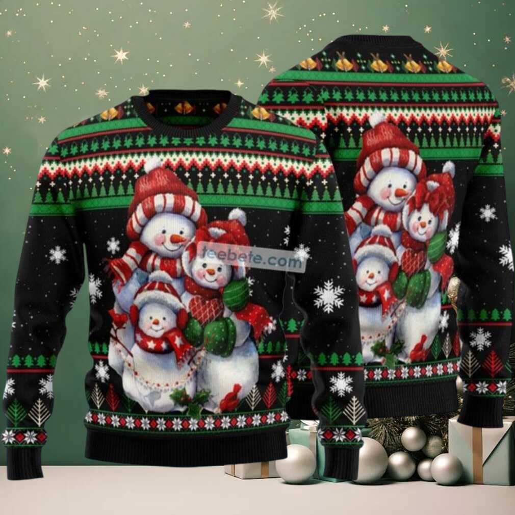 Funny Snowman Ugly Christmas Sweater Black Family, hoodie, sweater, long sleeve and tank top Funny Snowman Ugly Christmas Sweater Black Family