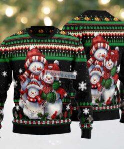 Funny Snowman Ugly Christmas Sweater Black Family, hoodie, sweater, long sleeve and tank top Funny Snowman Ugly Christmas Sweater Black Family