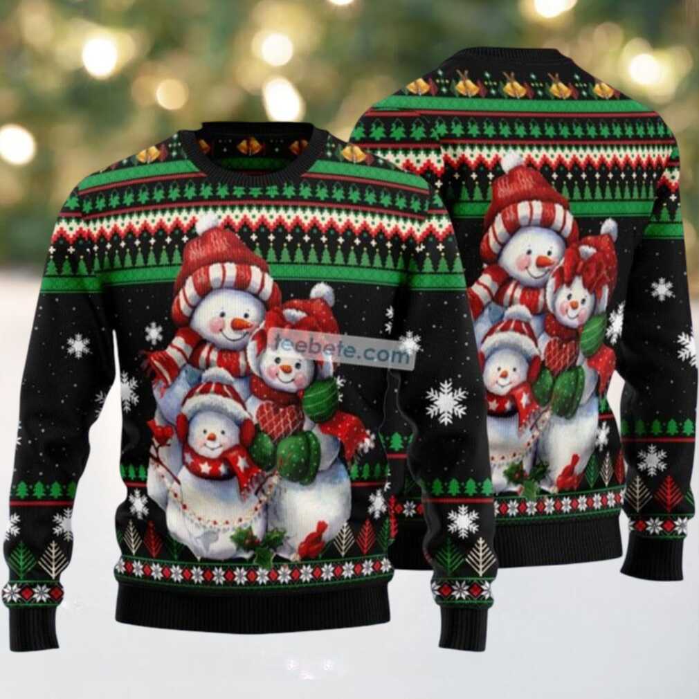 Funny Snowman Ugly Christmas Sweater Black Family, hoodie, sweater, long sleeve and tank top Funny Snowman Ugly Christmas Sweater Black Family