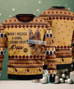 German Shepherd Need A Hand Paw Ugly Christmas Sweater Yellow Cheap