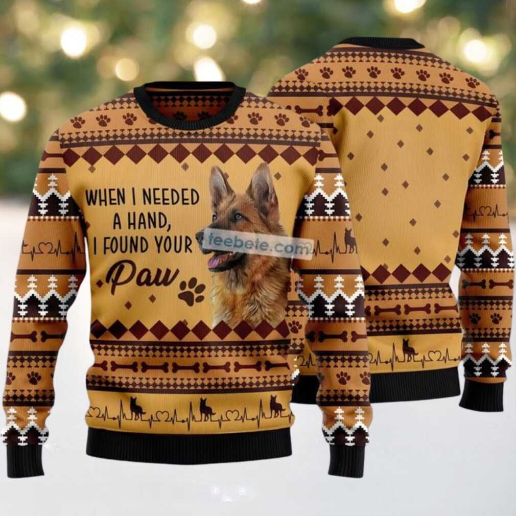 German Shepherd Need A Hand Paw Ugly Christmas Sweater Yellow Cheap, hoodie, sweater, long sleeve and tank top German Shepherd Need A Hand Paw Ugly Christmas Sweater Yellow Cheap