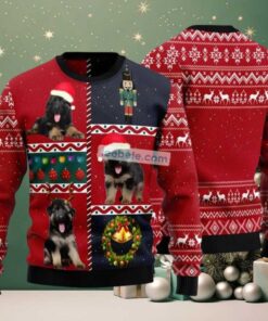 German Shepherd Nutcracker Christmas Wreath Ugly Christmas Sweater Red Cardigan