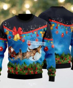 German Shepherd Sleigh Ugly Christmas Sweater Blue Funny, hoodie, sweater, long sleeve and tank top German Shepherd Sleigh Ugly Christmas Sweater Blue Funny