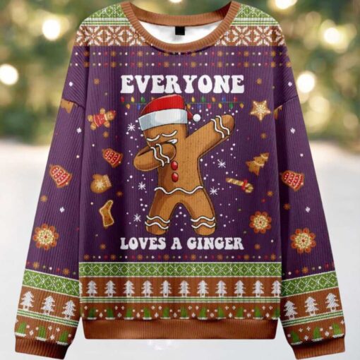 Gingerbread Dabbing Dance Christmas Purple Ugly Christmas Sweater