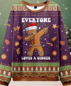 Gingerbread Dabbing Dance Christmas Purple Ugly Christmas Sweater
