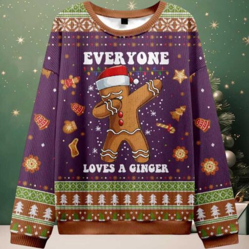 Gingerbread Dabbing Dance Christmas Purple Ugly Christmas Sweater