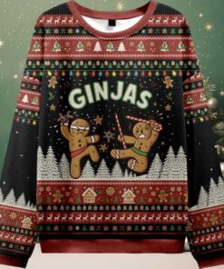 Gingerbread Ginjas In Battle Ugly Christmas Sweater Gingerbread Ginjas In Battle Ugly Christmas Sweater