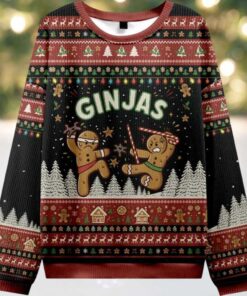 Gingerbread Ginjas In Battle Ugly Christmas Sweater Gingerbread Ginjas In Battle Ugly Christmas Sweater