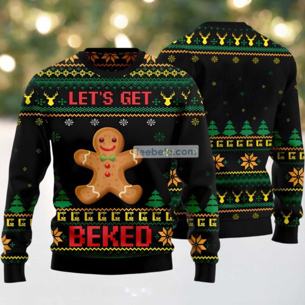 Gingerbread Man Lets Get Baked Ugly Christmas Sweater Black Best Gingerbread Man Lets Get Baked Ugly Christmas Sweater Black Best