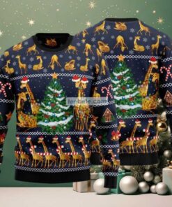 Giraffe And Xmas Tree Ugly Christmas Sweater Adults