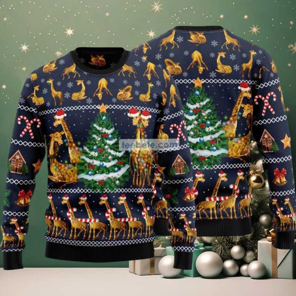 Giraffe And Xmas Tree Ugly Christmas Sweater Adults, hoodie, sweater, long sleeve and tank top Giraffe And Xmas Tree Ugly Christmas Sweater Adults