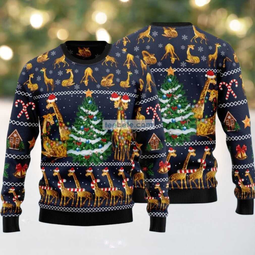 Giraffe And Xmas Tree Ugly Christmas Sweater Adults, hoodie, sweater, long sleeve and tank top Giraffe And Xmas Tree Ugly Christmas Sweater Adults