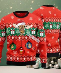 Giraffe Face Ugly Christmas Sweater Red Mens Sweatshirt