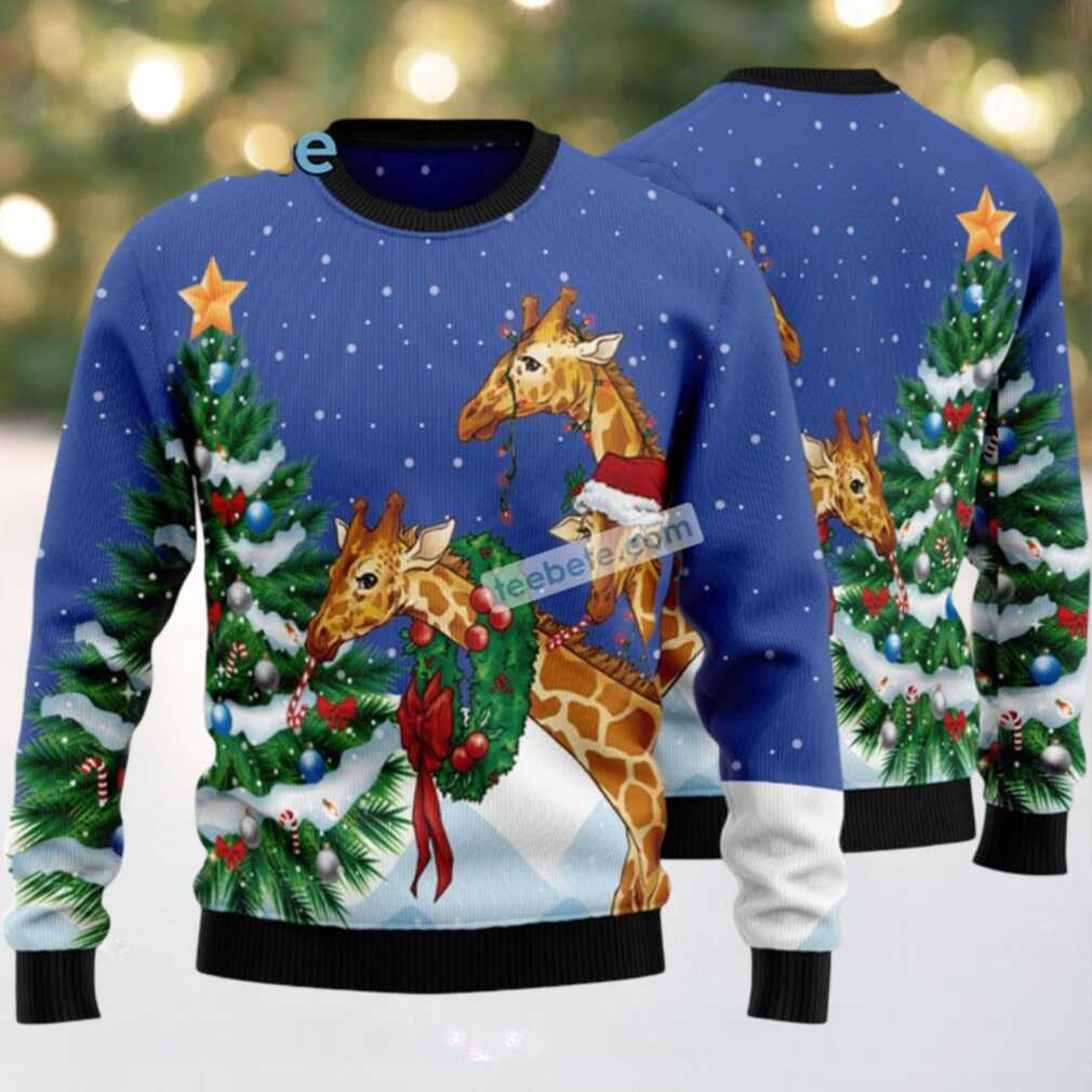 Giraffe Family Ugly Christmas Sweater, hoodie, sweater, long sleeve and tank top Giraffe Family Ugly Christmas Sweater