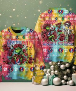 Grateful Dead Ramble On Rose The Grinch Christmas Ugly Sweater