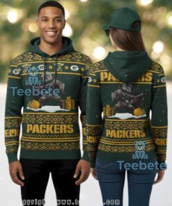 Green Bay Packers Boba Fett Grogu Ugly Christmas 3D Hoodie Green Bay Packers Boba Fett Grogu Ugly Christmas 3D Hoodie