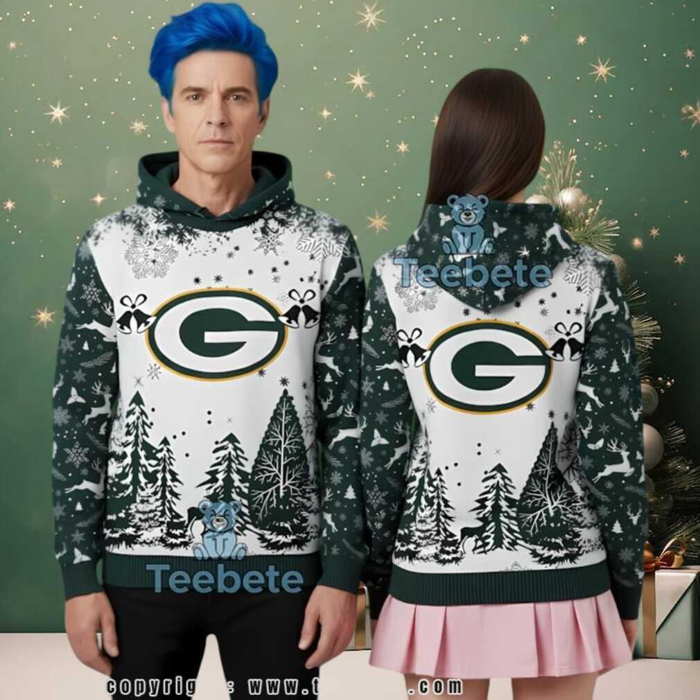 Green Bay Packers Christmas Snow Forest Ugly 3D Hoodie Green Bay Packers Christmas Snow Forest Ugly 3D Hoodie