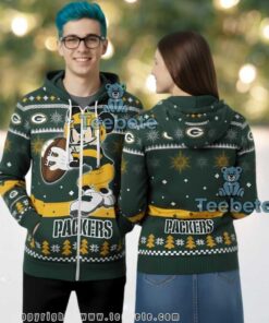 Green Bay Packers Cute Mickey Mouse 3D Ugly Christmas Hoodie