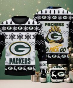 Green Bay Packers Go Pack Go Christmas Ugly Sweater Green Bay Packers Go Pack Go Christmas Ugly Sweater
