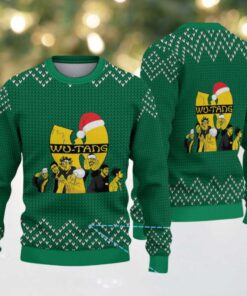 Green Geometric Knit Pattern “Wu Tang Clan Christmas Edition” Ugly Sweater